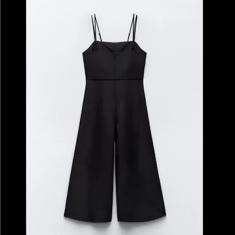 Zara LINEN BLEND STRAPPY JUMPSUIT - Size S- Brand New With Tags